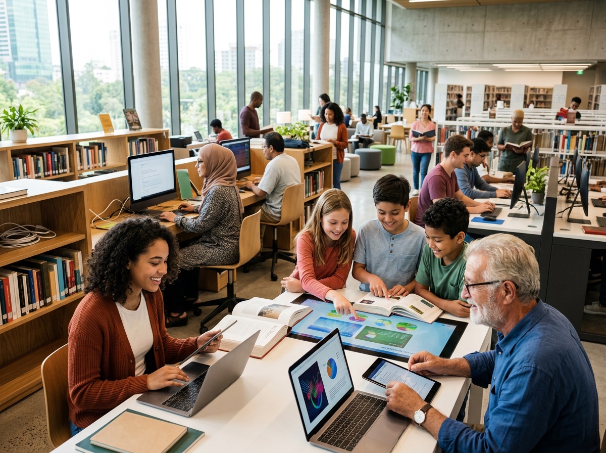 Students engaged in lifelong learning and technology